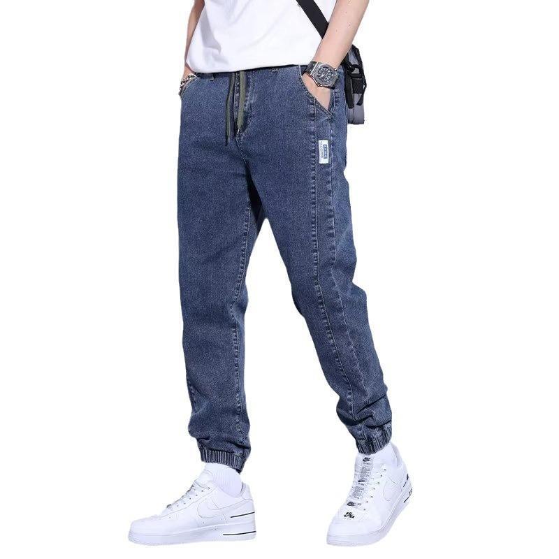 Drawstring Elastic Beam Foot Type Men's Jeans