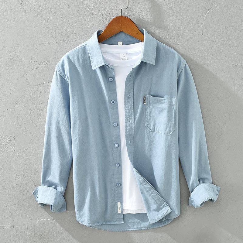 Casual Long Sleeve Loose Cotton Mens Shirt