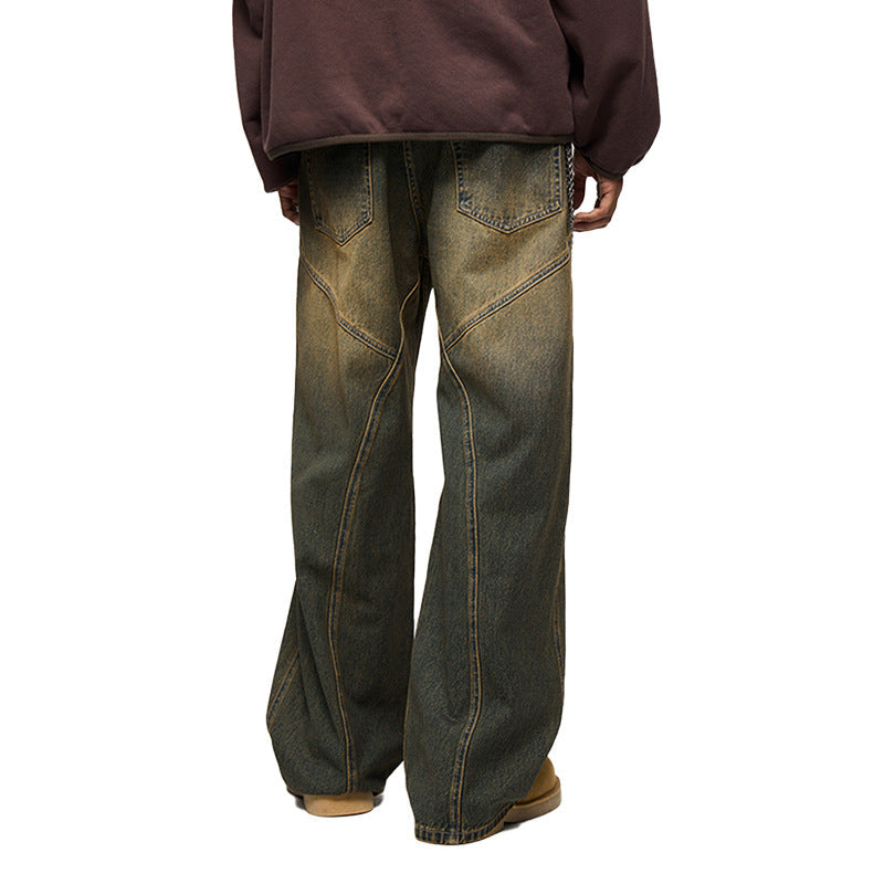 Men's Clothing Street Three-dimensional Cutting Jeans