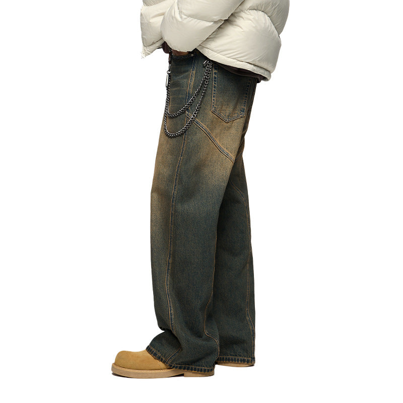 Men's Clothing Street Three-dimensional Cutting Jeans