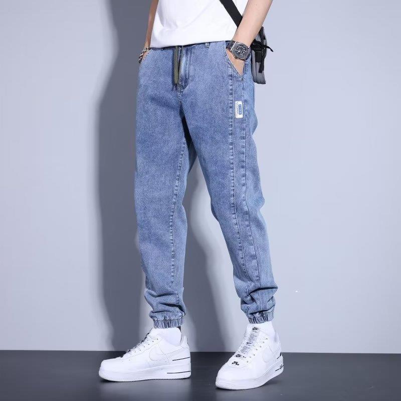 Drawstring Elastic Beam Foot Type Men's Jeans