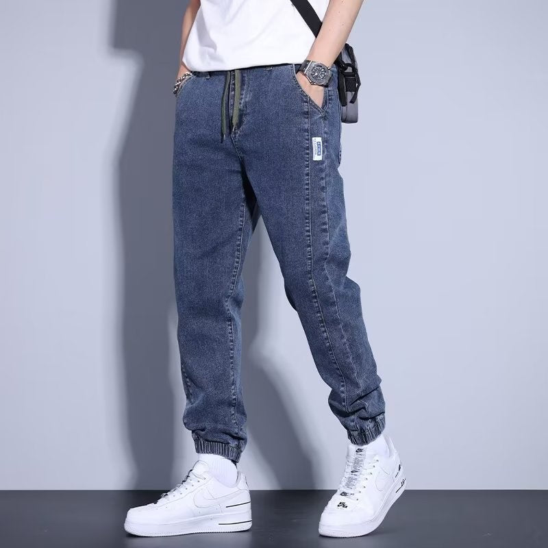 Drawstring Elastic Beam Foot Type Men's Jeans