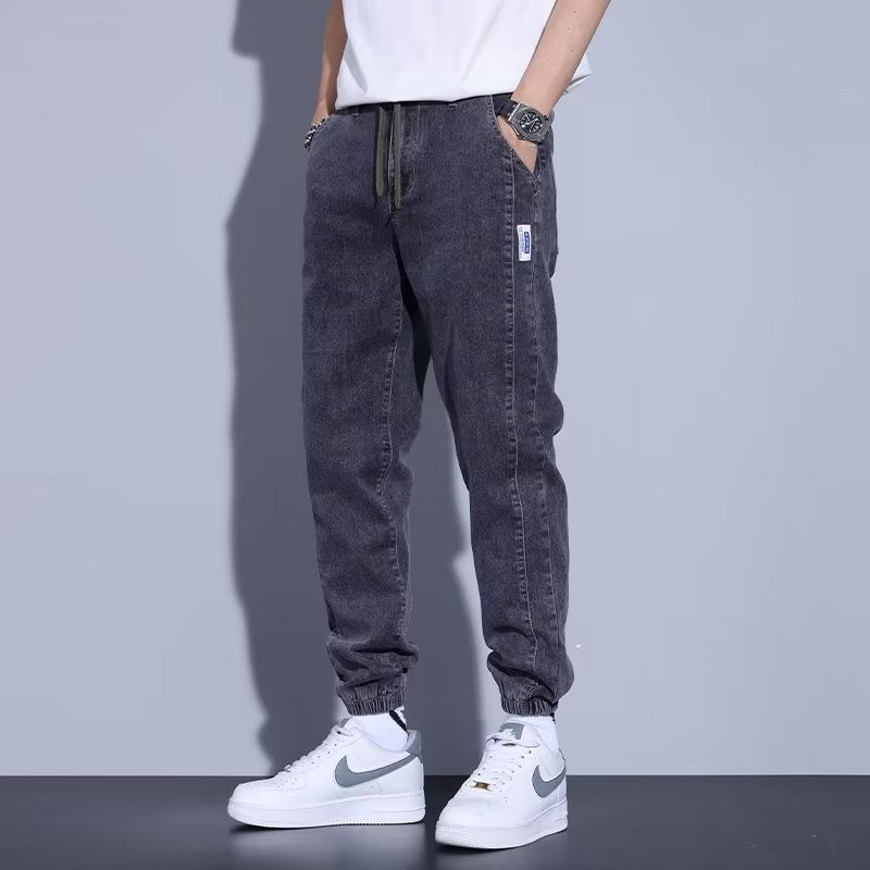 Drawstring Elastic Beam Foot Type Men's Jeans